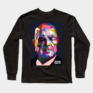 Abstract Popart Jean Sibelius in WPAP Long Sleeve T-Shirt